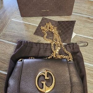 Gucci Small Shoulder Bag in Dark Brown with Gold Hardware